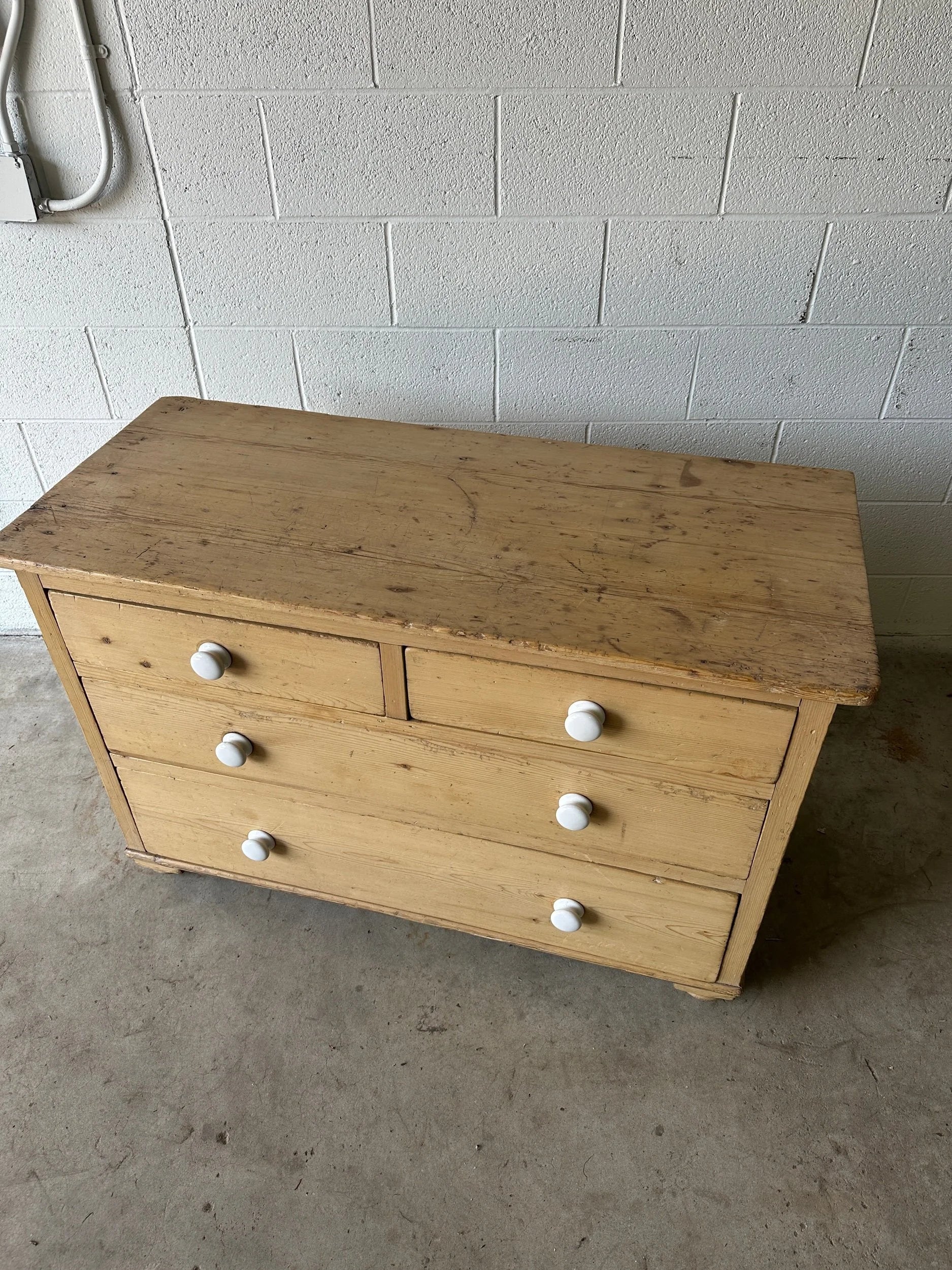 Lovely low antique pine drawers