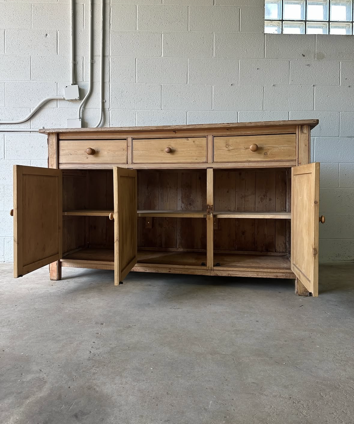 Weathered Victorian pine sideboard