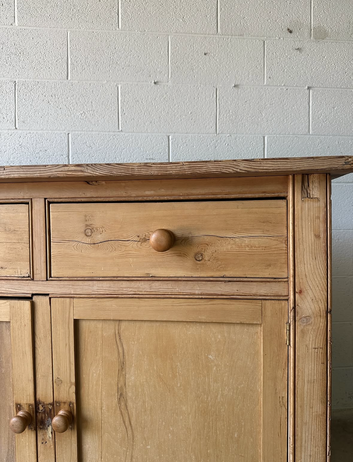 Weathered Victorian pine sideboard