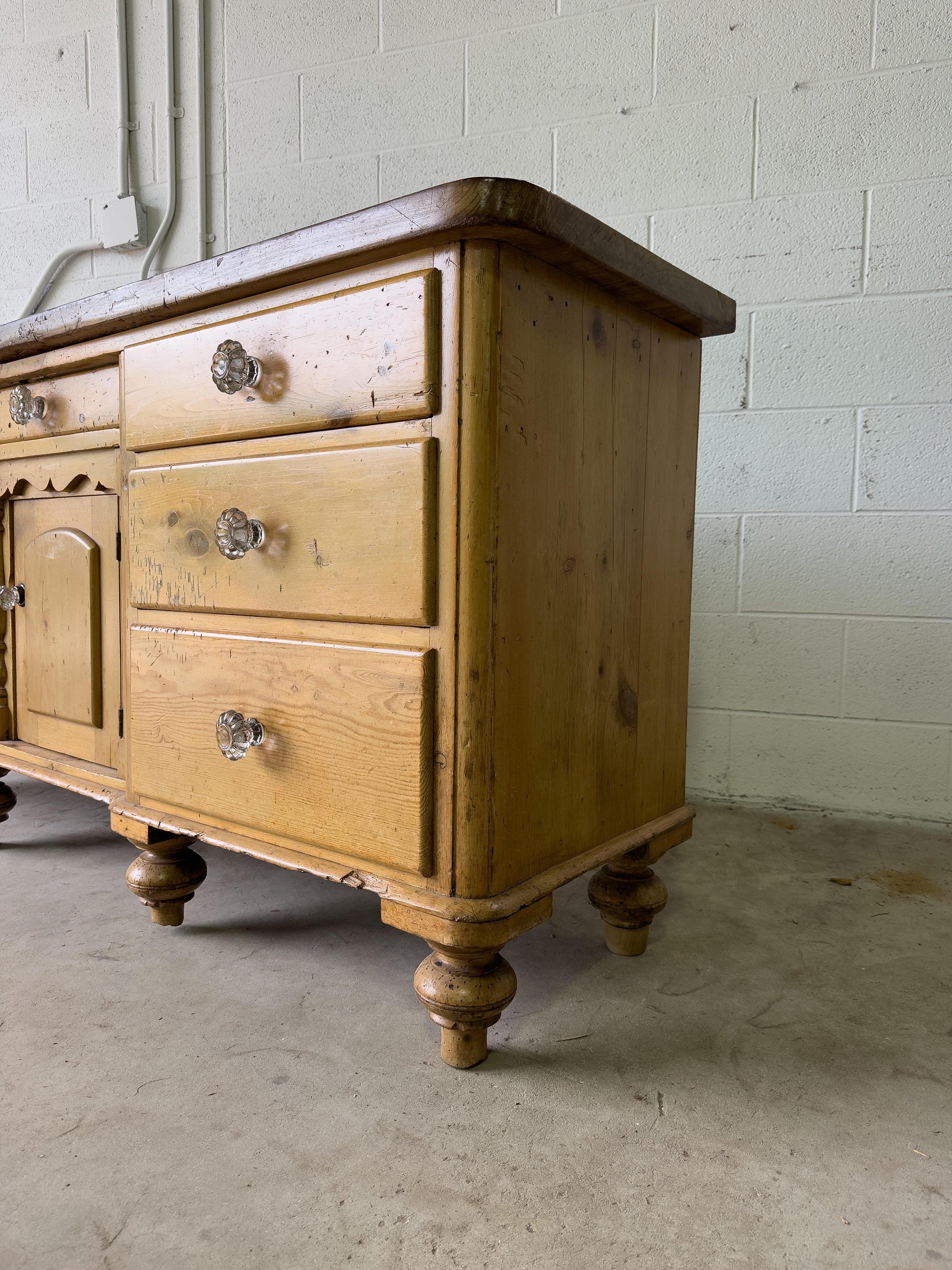 Antique English Pine Sideboard | 19th Century Farmhouse Server