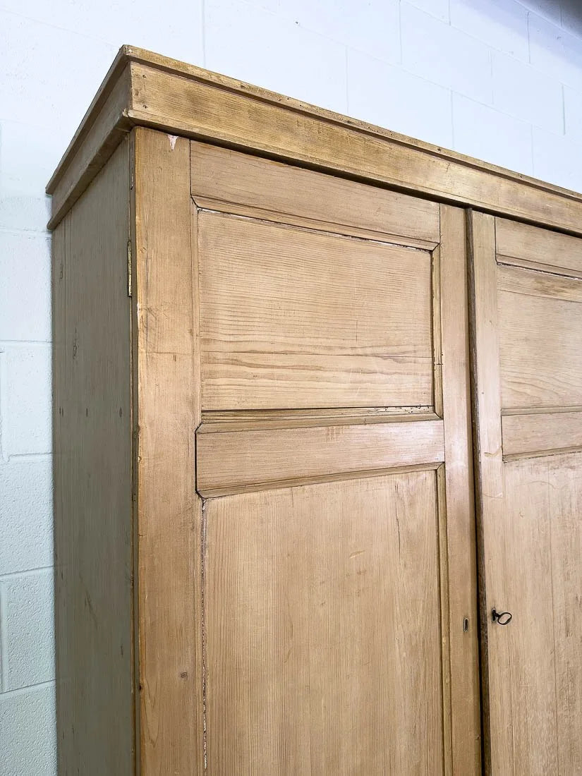 Impressive English pine linen press or cupboard