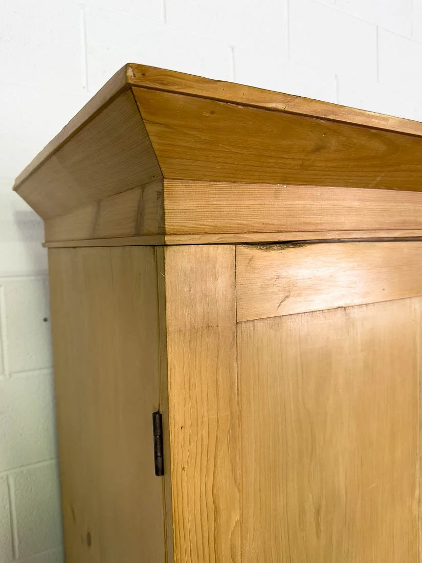 Antique pine linen press with hanging rail
