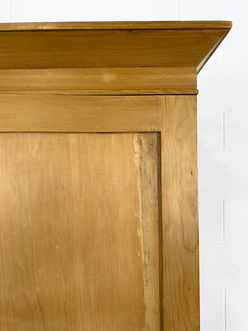 Antique pine linen press with hanging rail