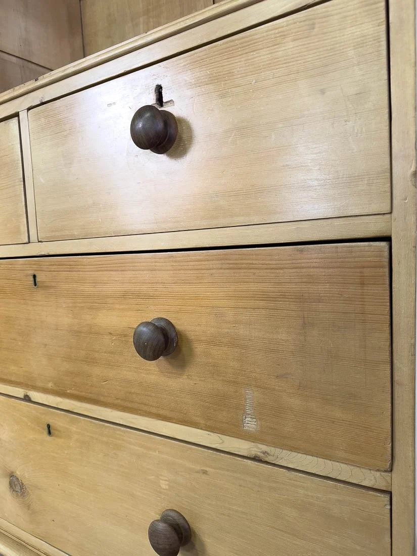 Antique pine linen press with hanging rail