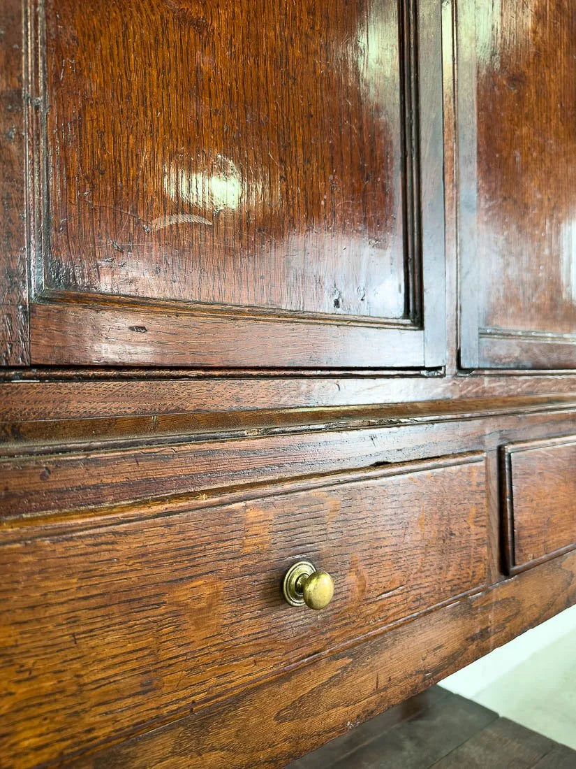 18th century George Ill oak cupboard with drawers