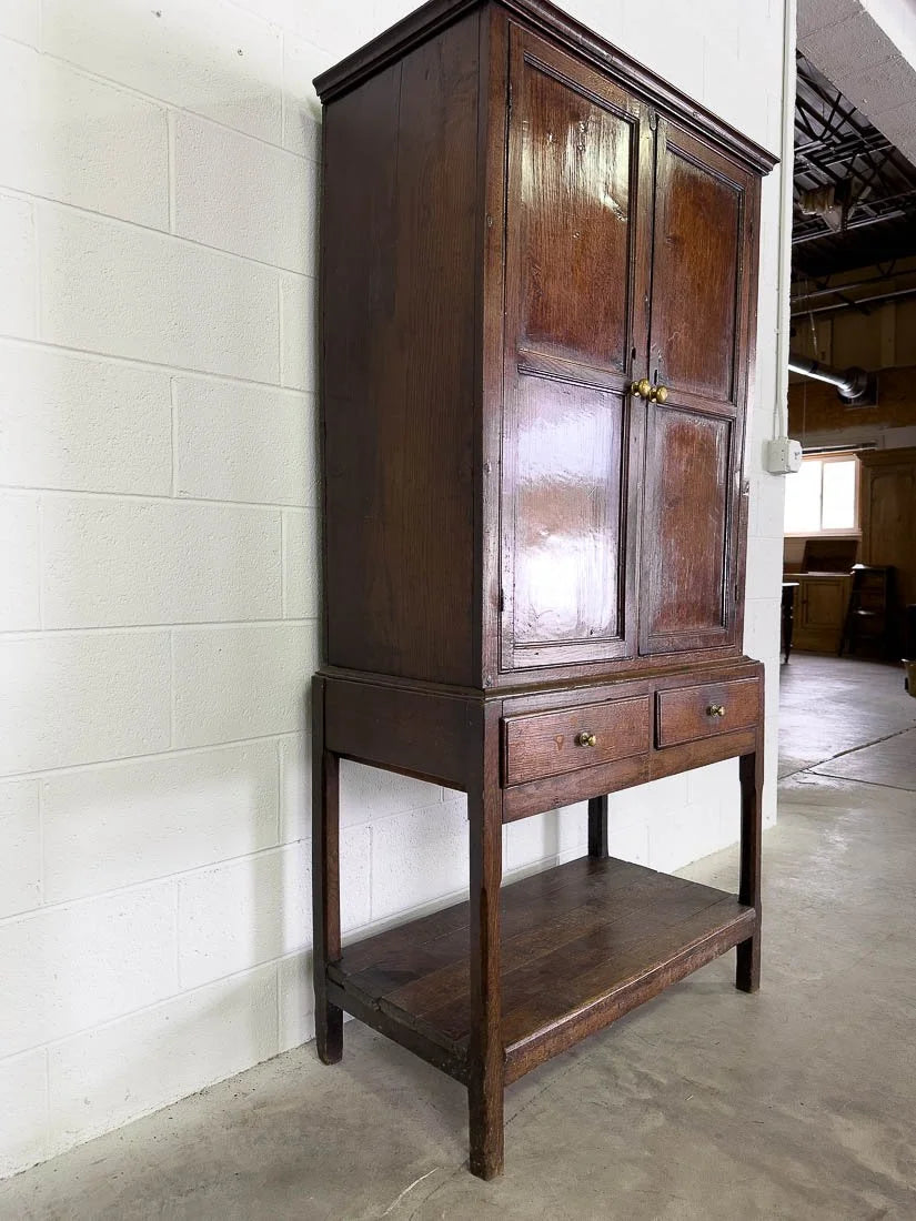 18th century George Ill oak cupboard with drawers