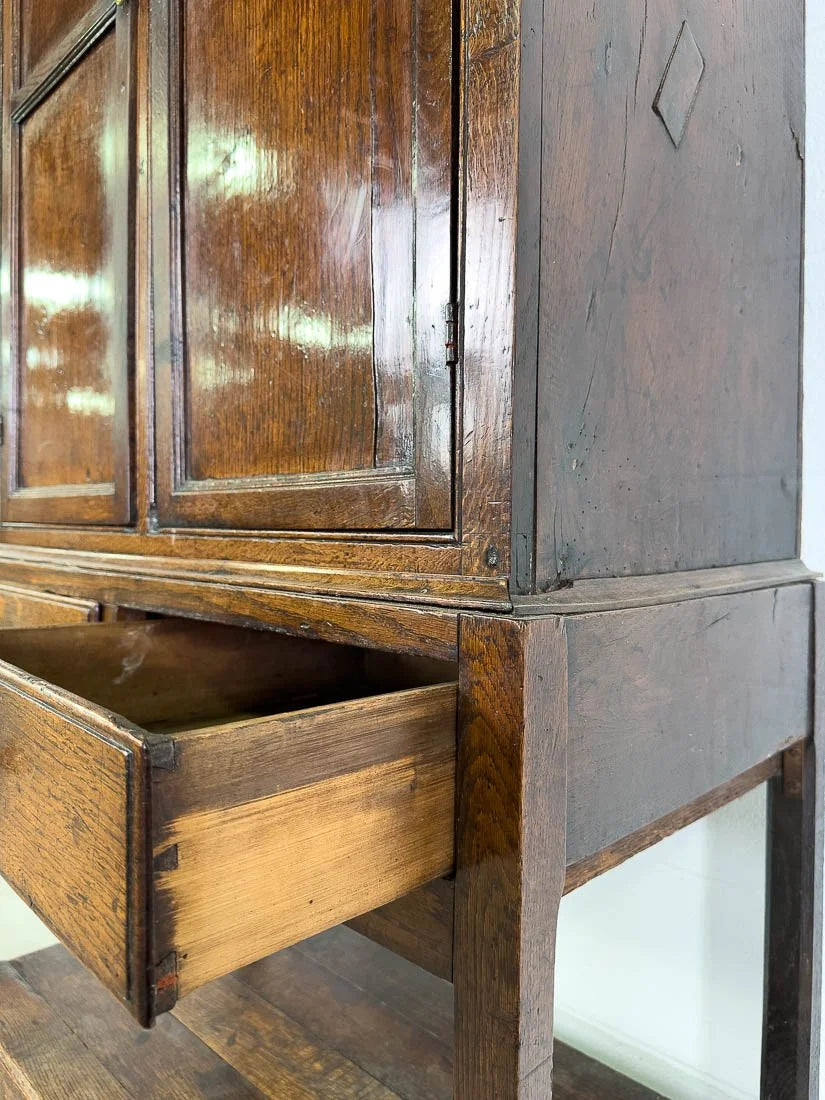 18th century George Ill oak cupboard with drawers