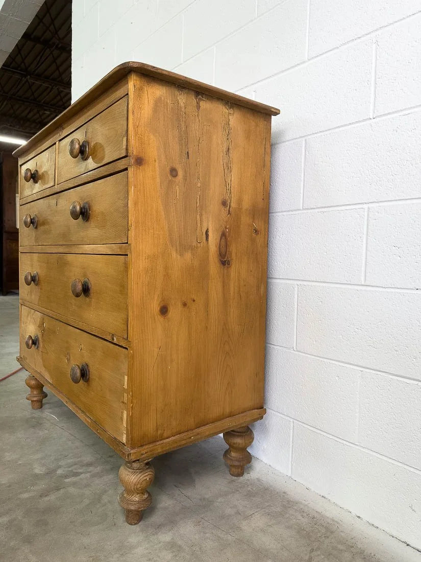 Antique pine drawers in a mid-brown color