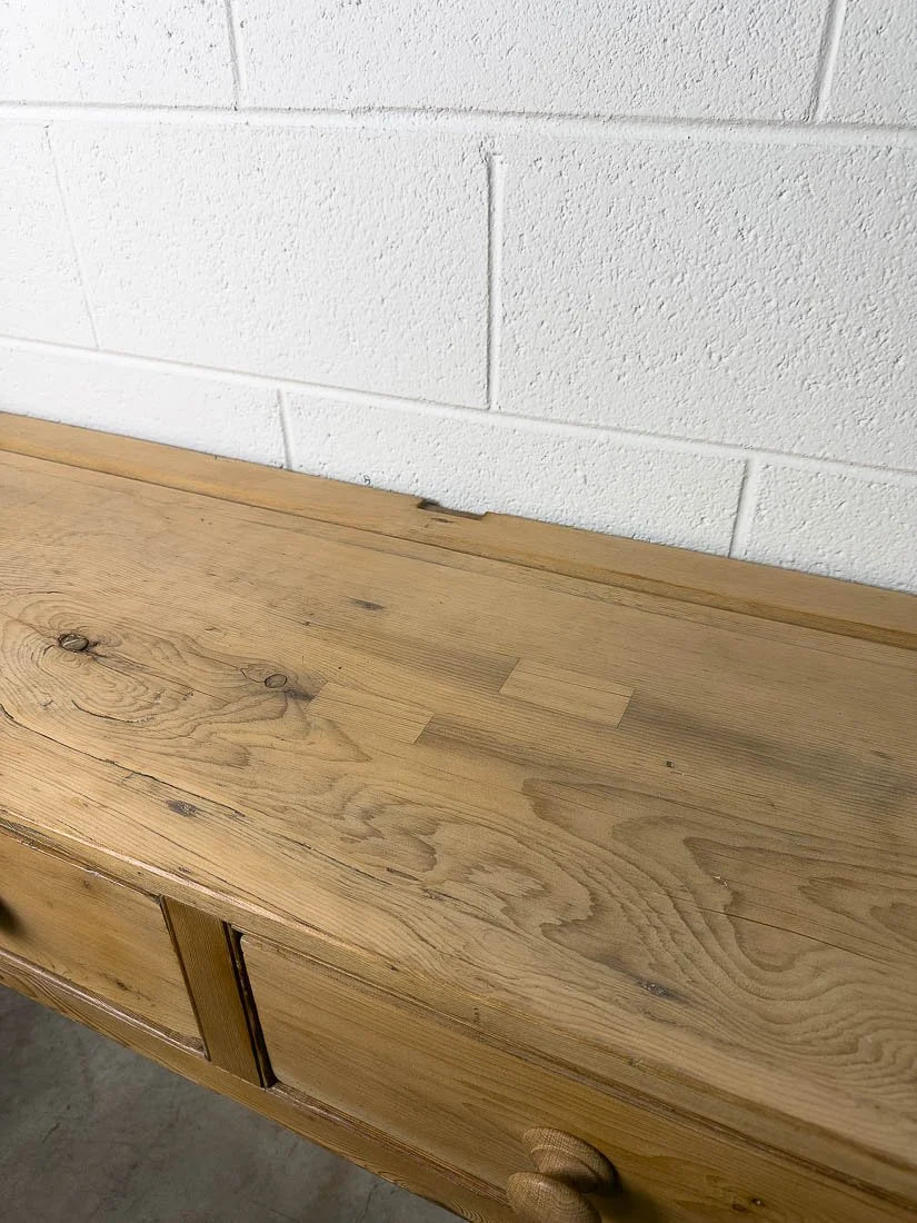 Incredible 12' antique English pine sideboard