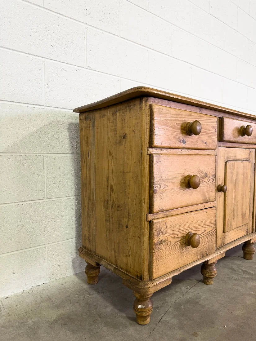19th century English pine sideboard or buffet