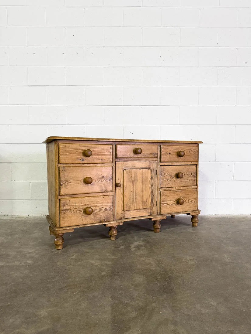 19th century English pine sideboard or buffet