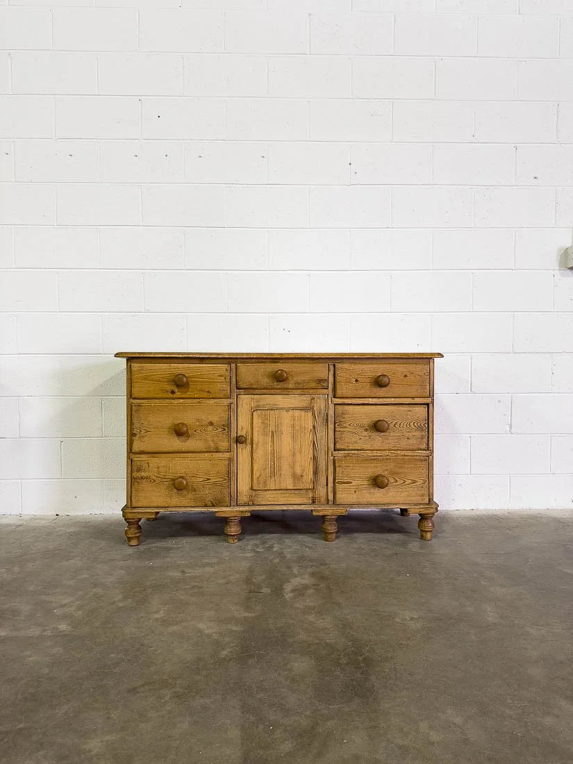 19th century English pine sideboard or buffet