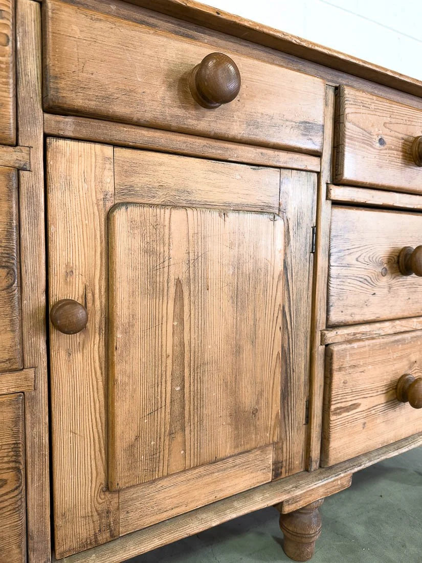 19th century English pine sideboard or buffet