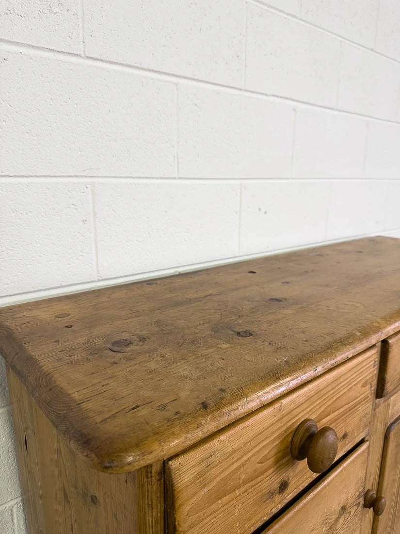 19th century English pine sideboard or buffet