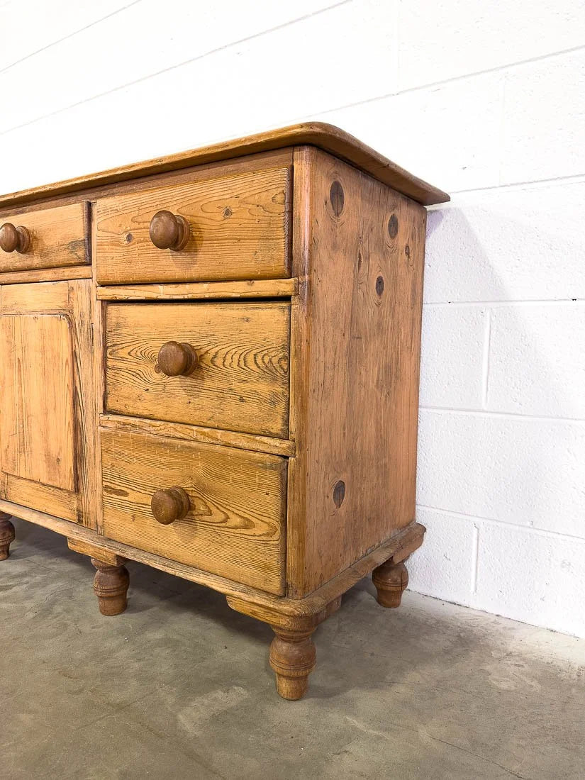 19th century English pine sideboard or buffet