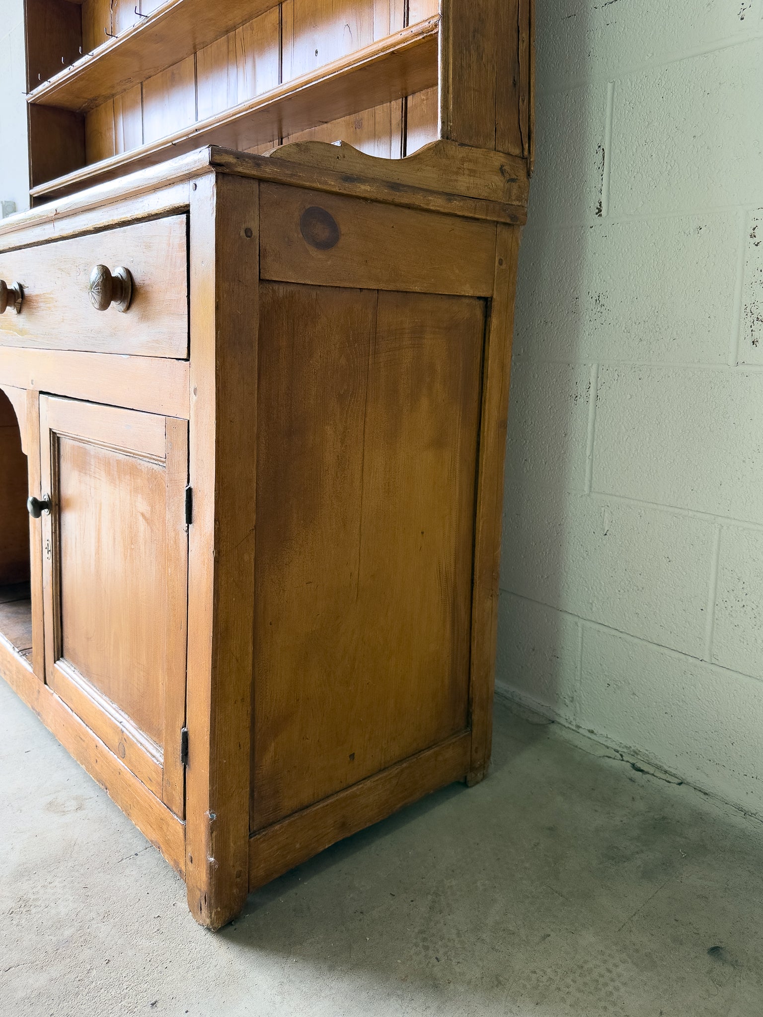 Warm Antique English Pine Kitchen Dresser
