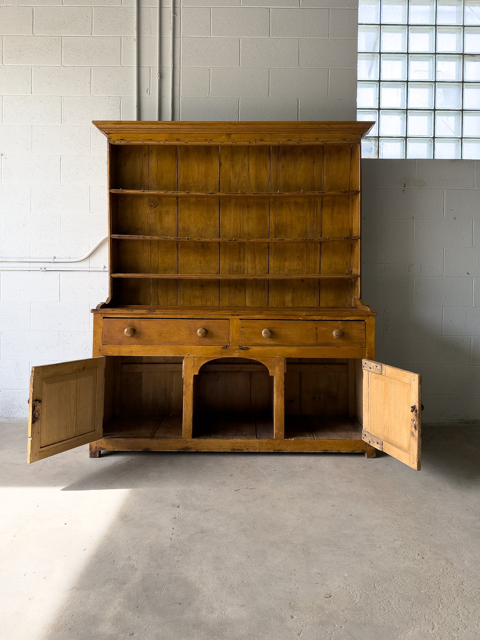 Warm Antique English Pine Kitchen Dresser