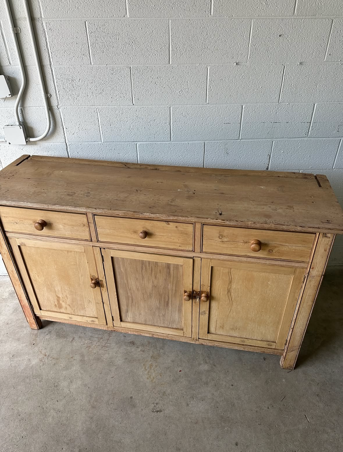 Weathered Victorian pine sideboard