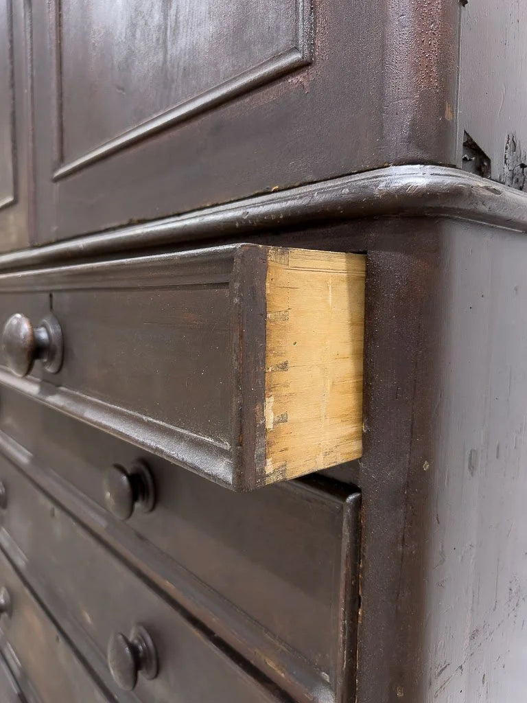 English antique linen press with a scumble finish