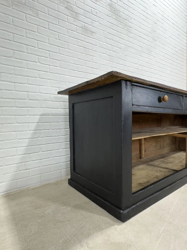 Antique French shop counter painted black