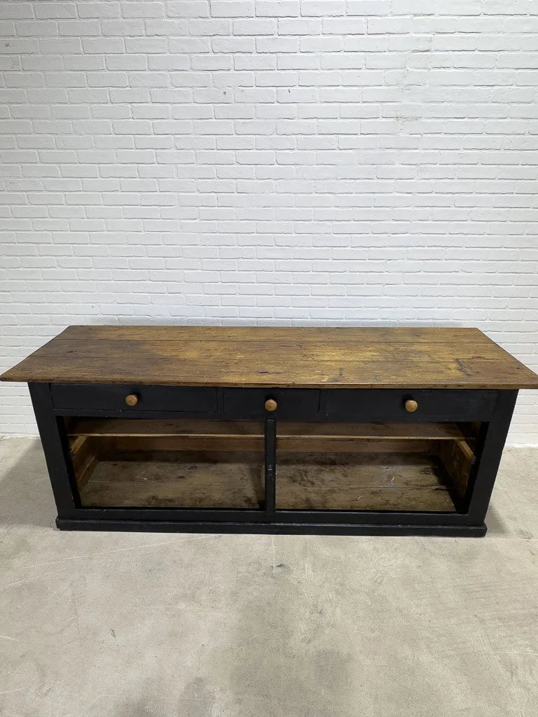 Antique French shop counter painted black