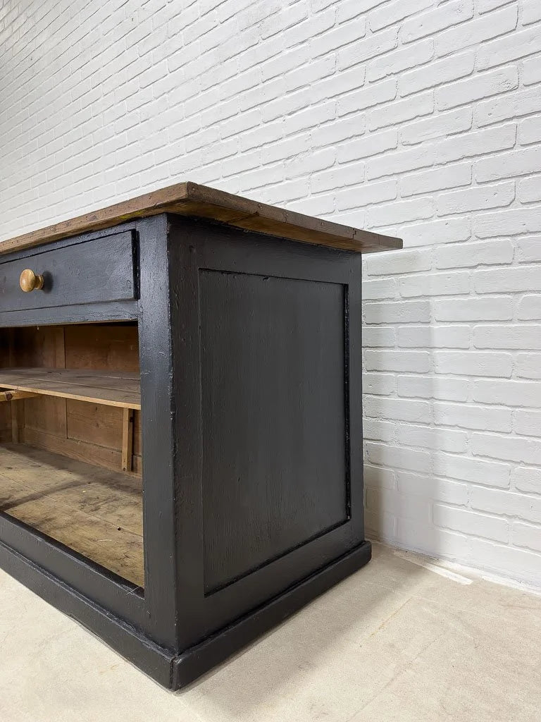 Antique French shop counter painted black