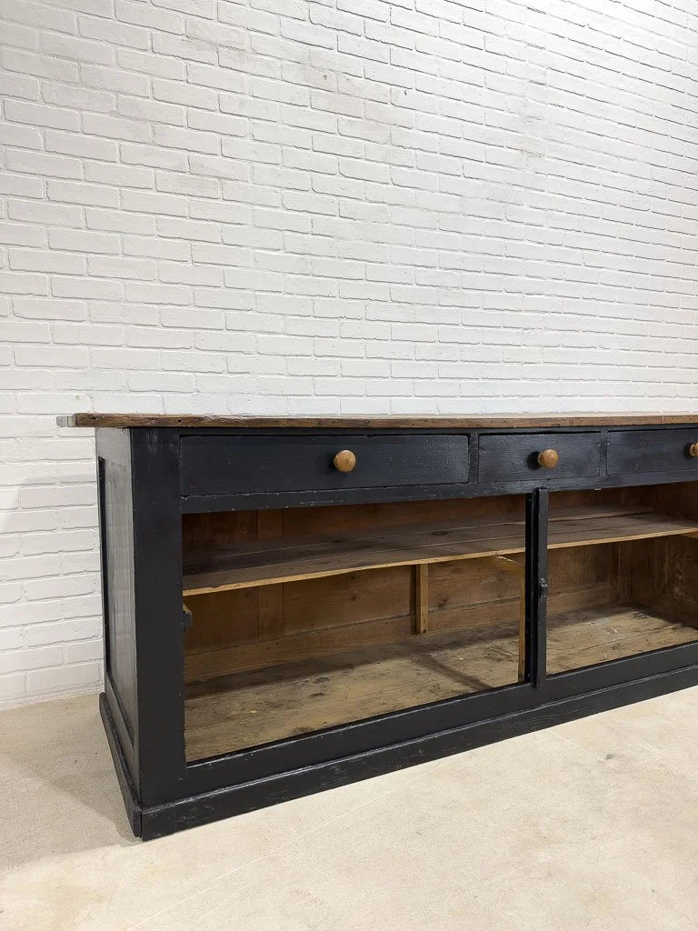 Antique French shop counter painted black