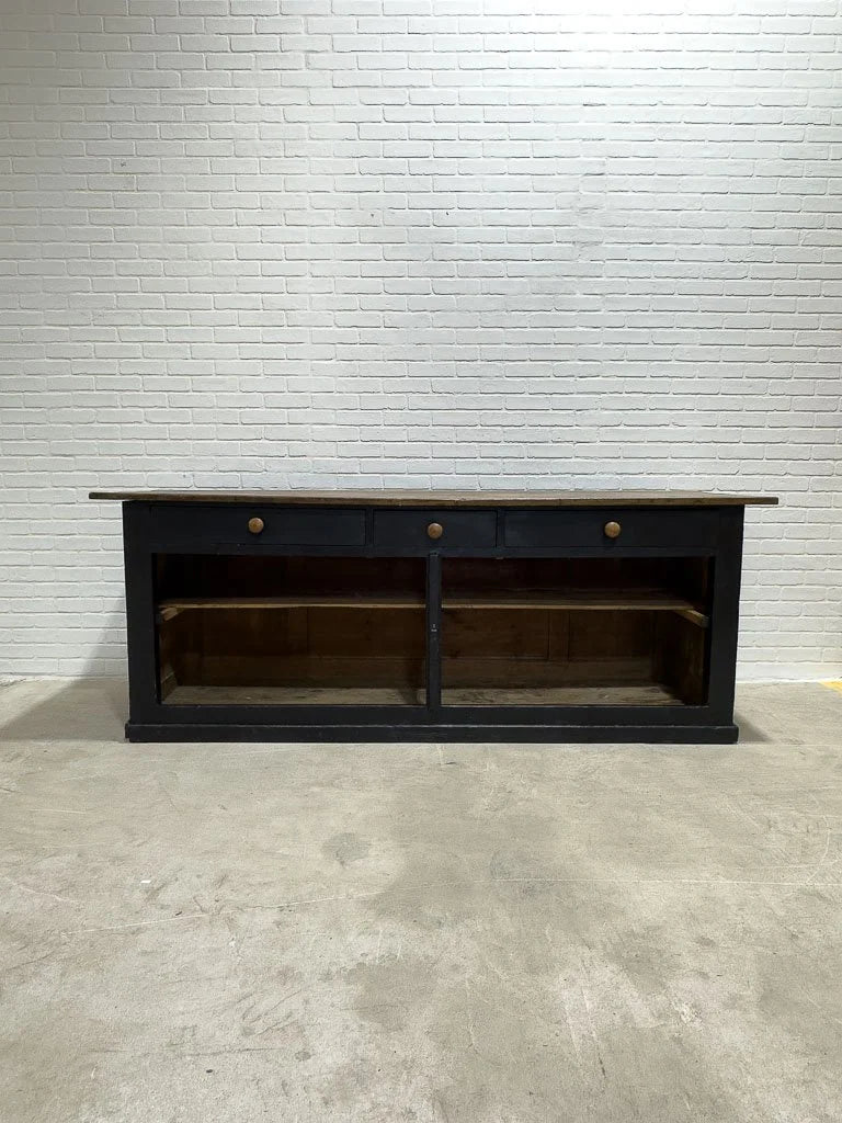 Antique French shop counter painted black