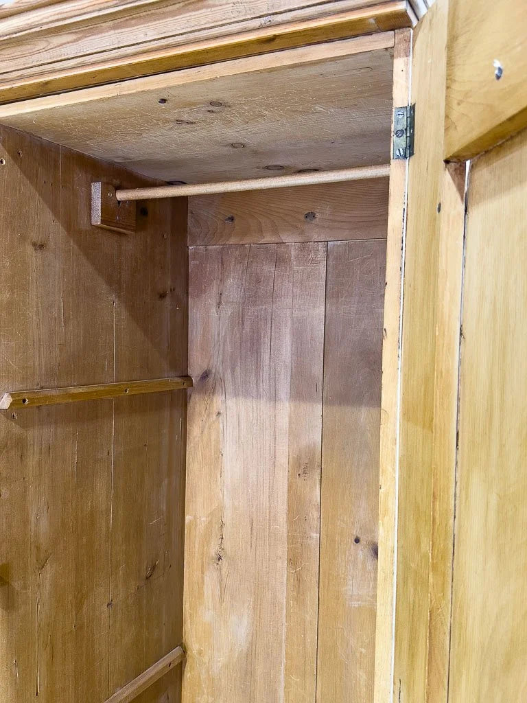 Antique pine wardrobe with interior drawers
