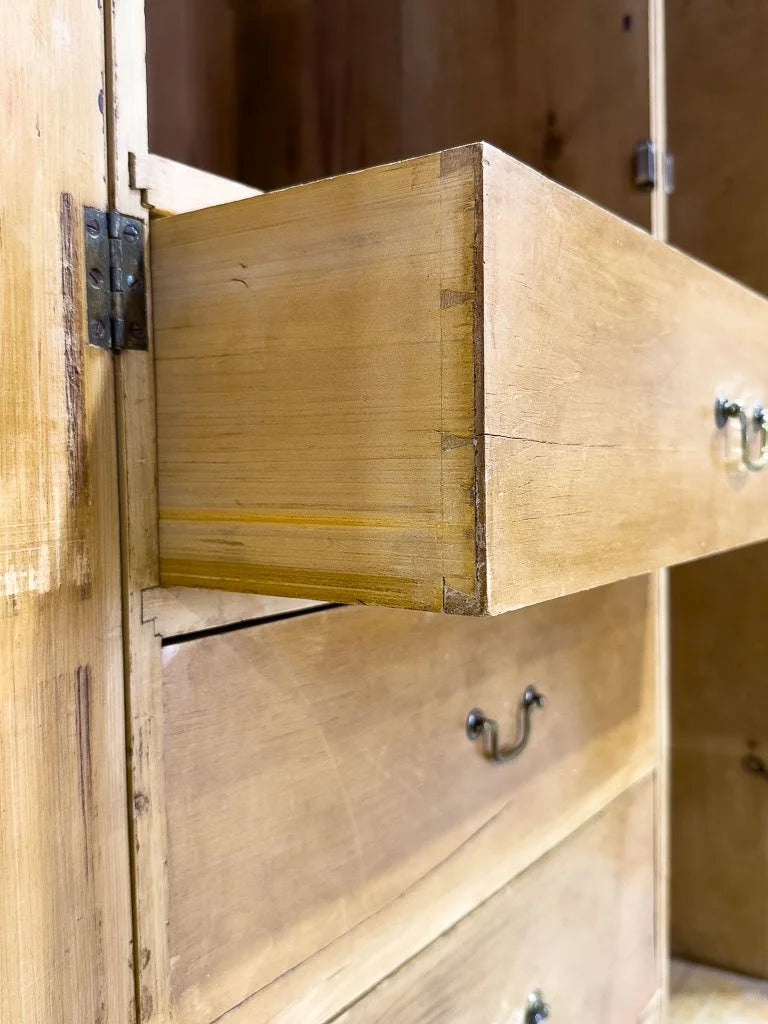 Antique pine wardrobe with interior drawers