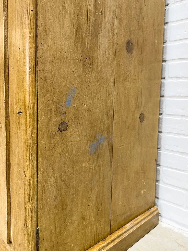 Antique pine wardrobe with interior drawers