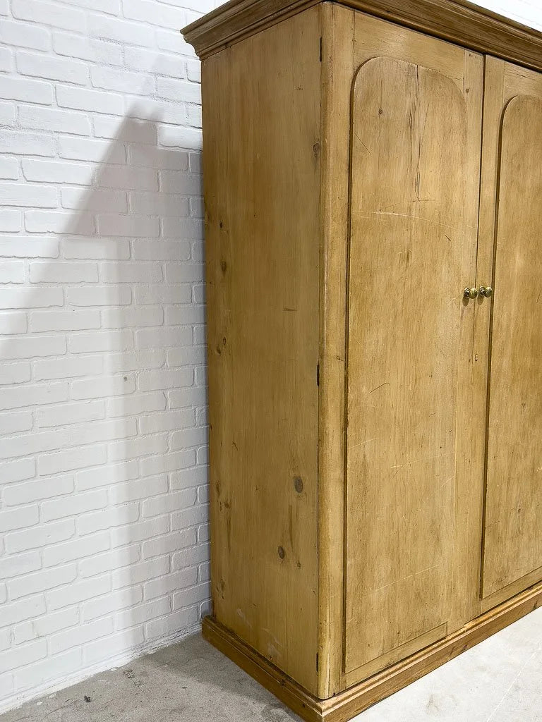 Antique pine wardrobe with interior drawers
