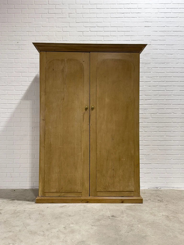 Antique pine wardrobe with interior drawers