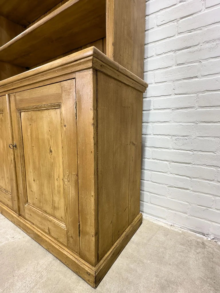 Antique English pine hutch with adjustable shelves