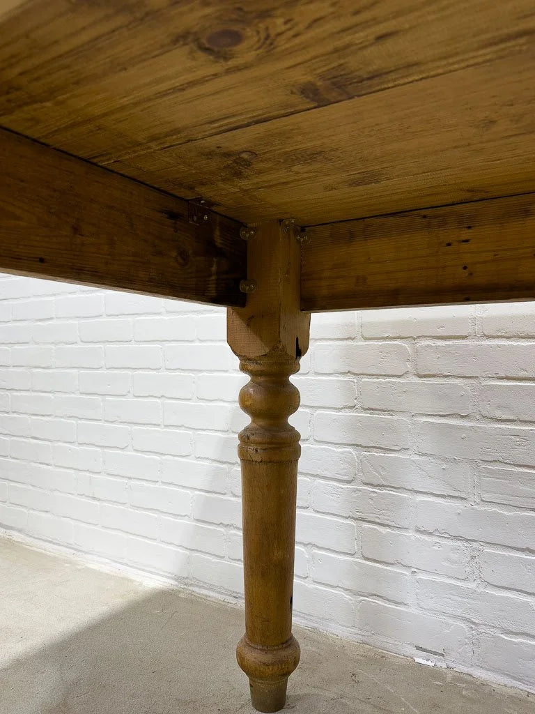 Antique pine kitchen table with breadboard ends