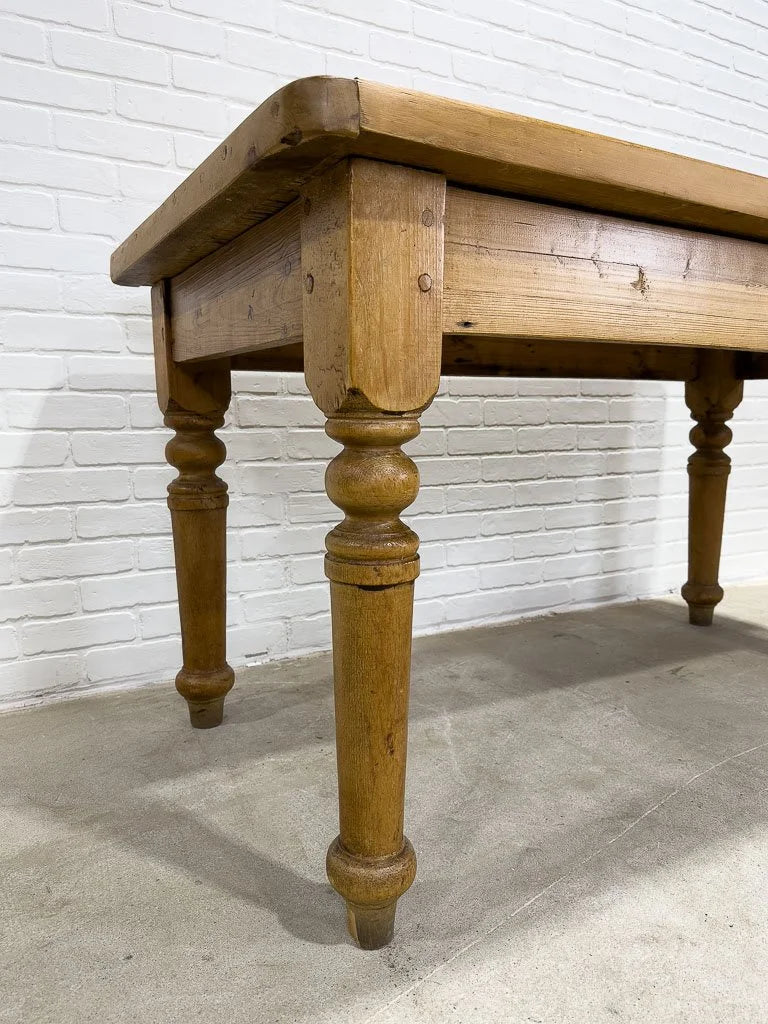 Antique pine kitchen table with breadboard ends