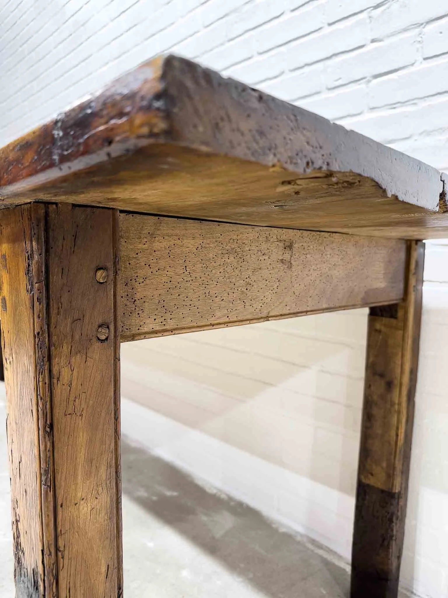 Wonderful eight foot French table with a drawer