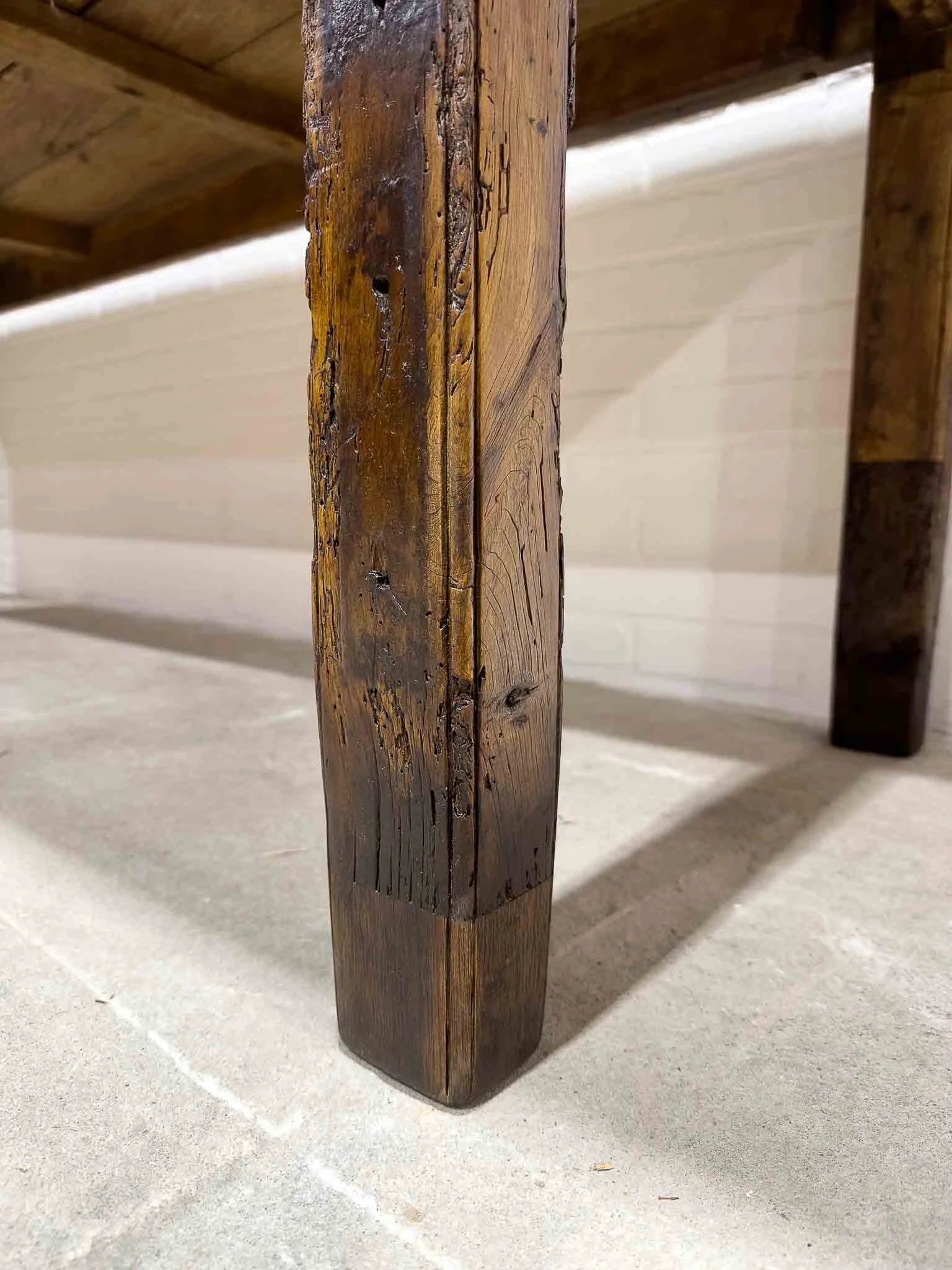 Wonderful eight foot French table with a drawer