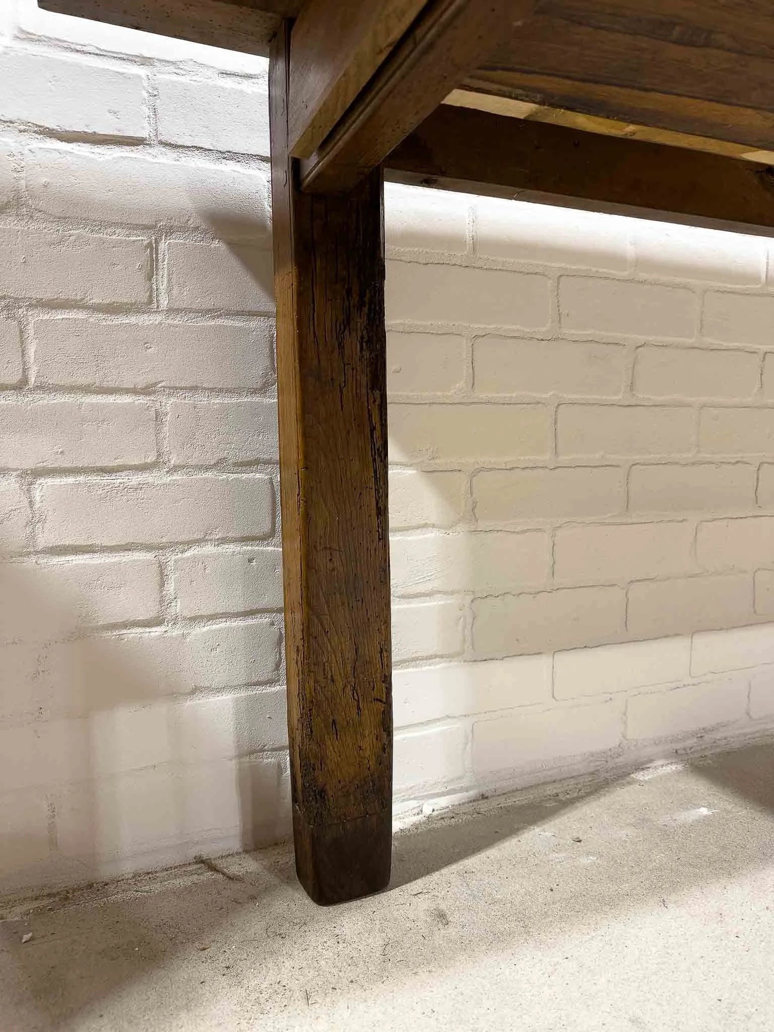 Wonderful eight foot French table with a drawer