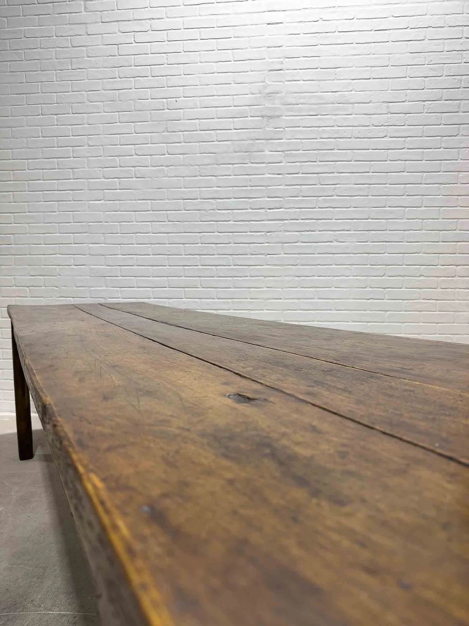 Wonderful eight foot French table with a drawer