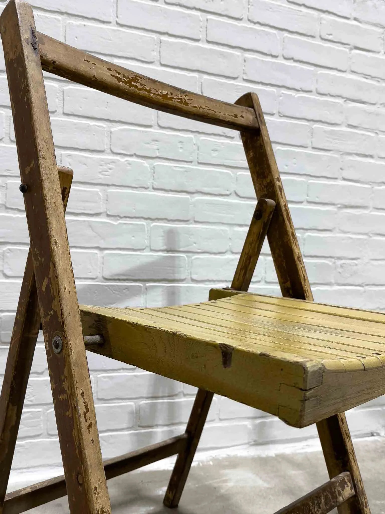 Pair of vintage yellow folding chairs