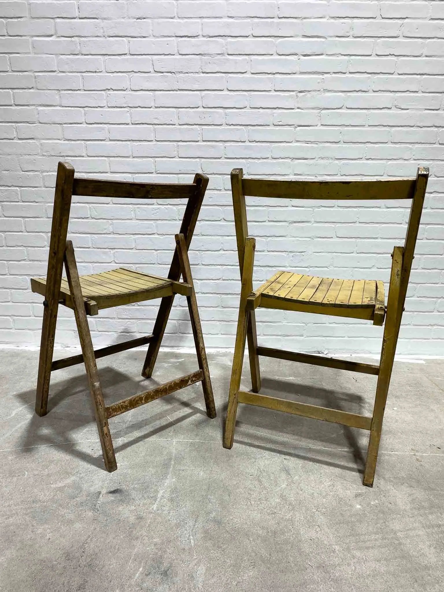 Pair of vintage yellow folding chairs