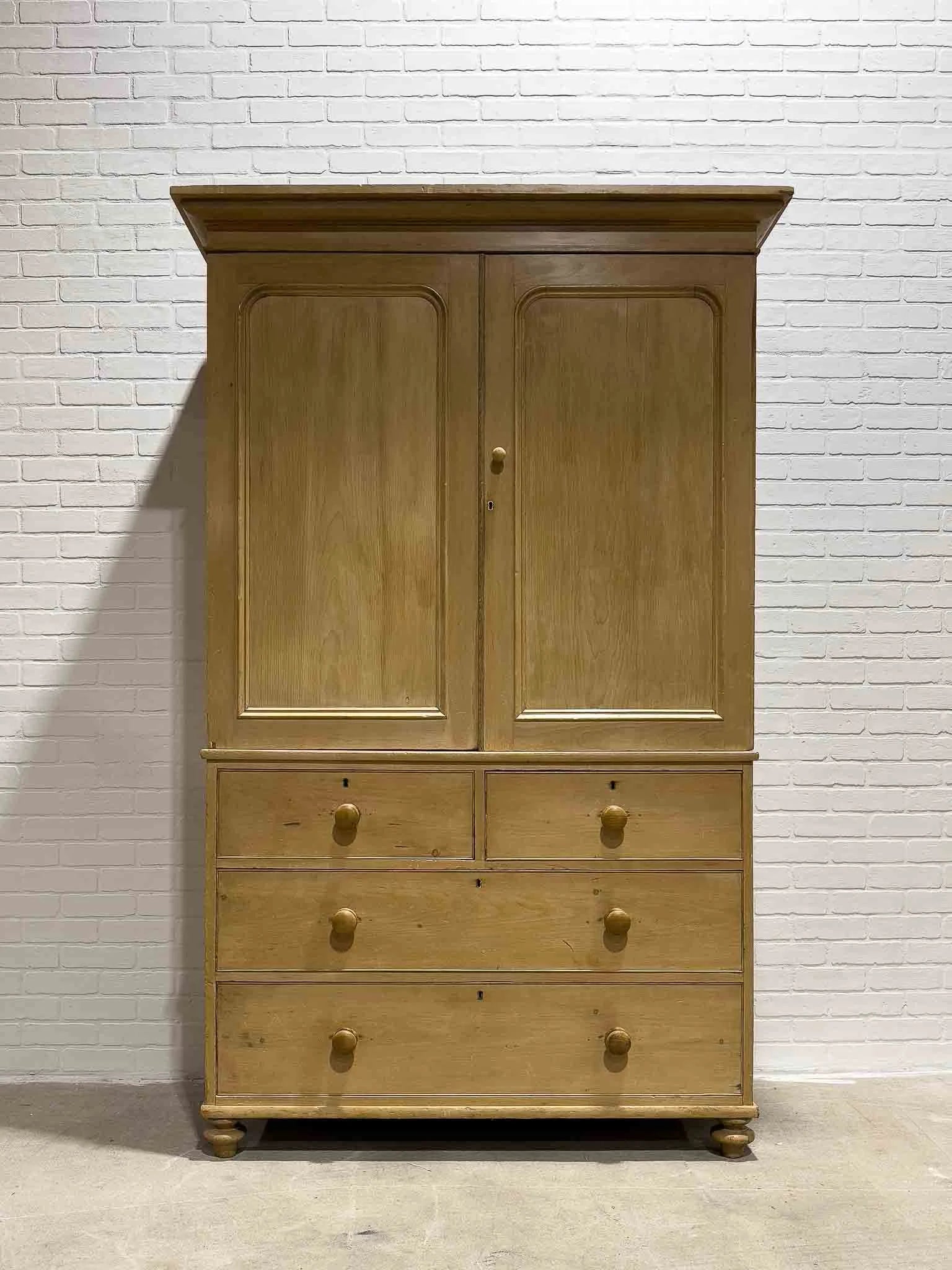 Victorian pine linen press