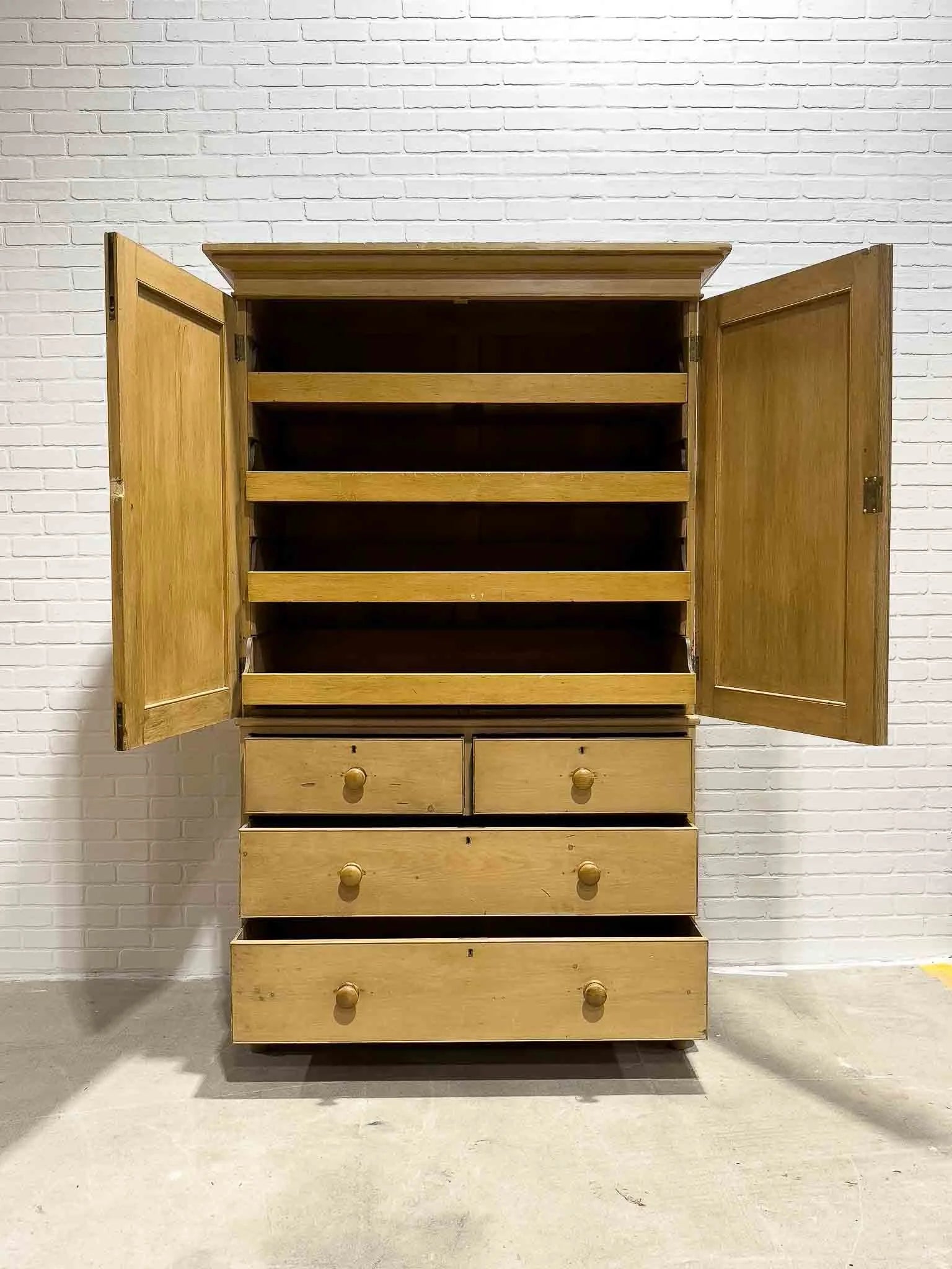 Victorian pine linen press