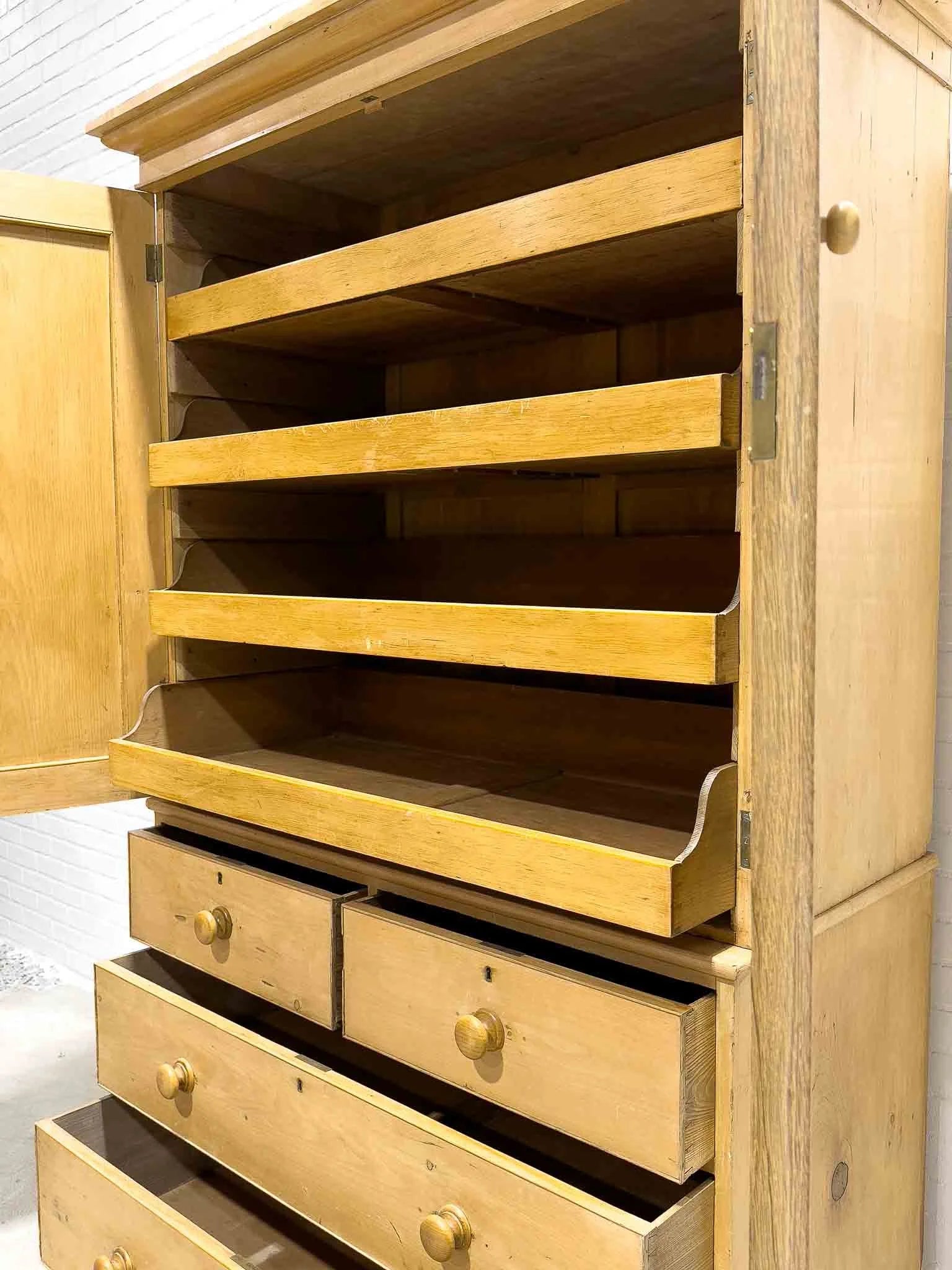 Victorian pine linen press