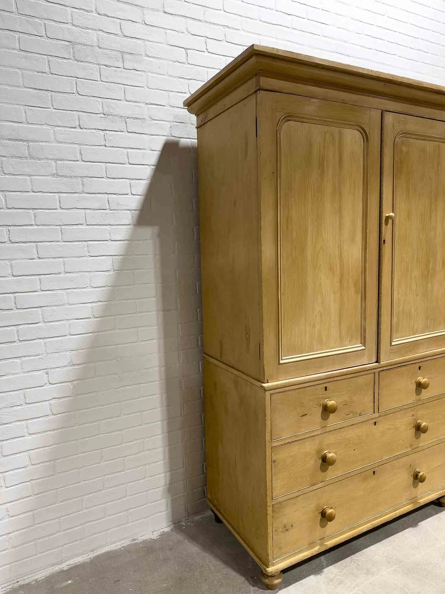 Victorian pine linen press