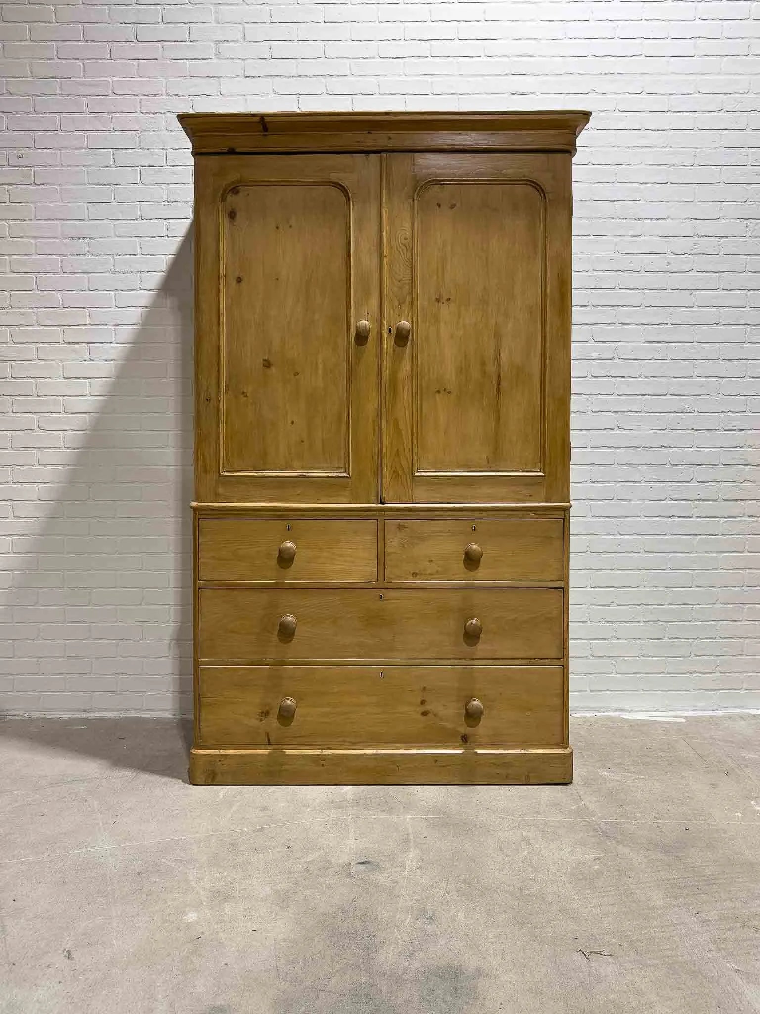 Antique pine linen press