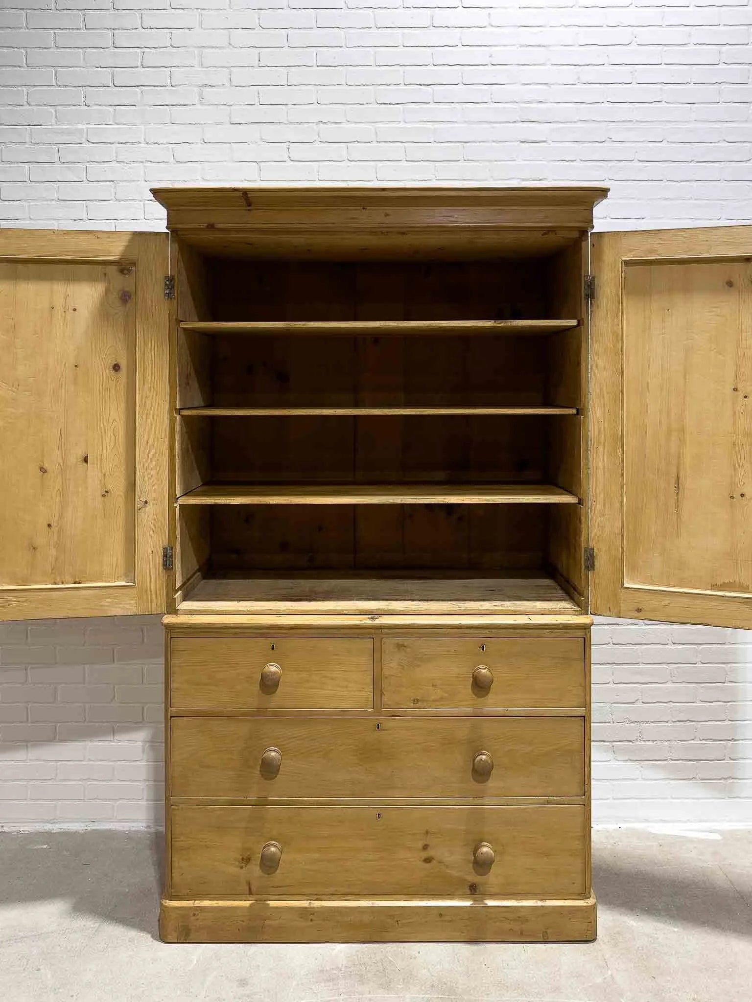 Antique pine linen press