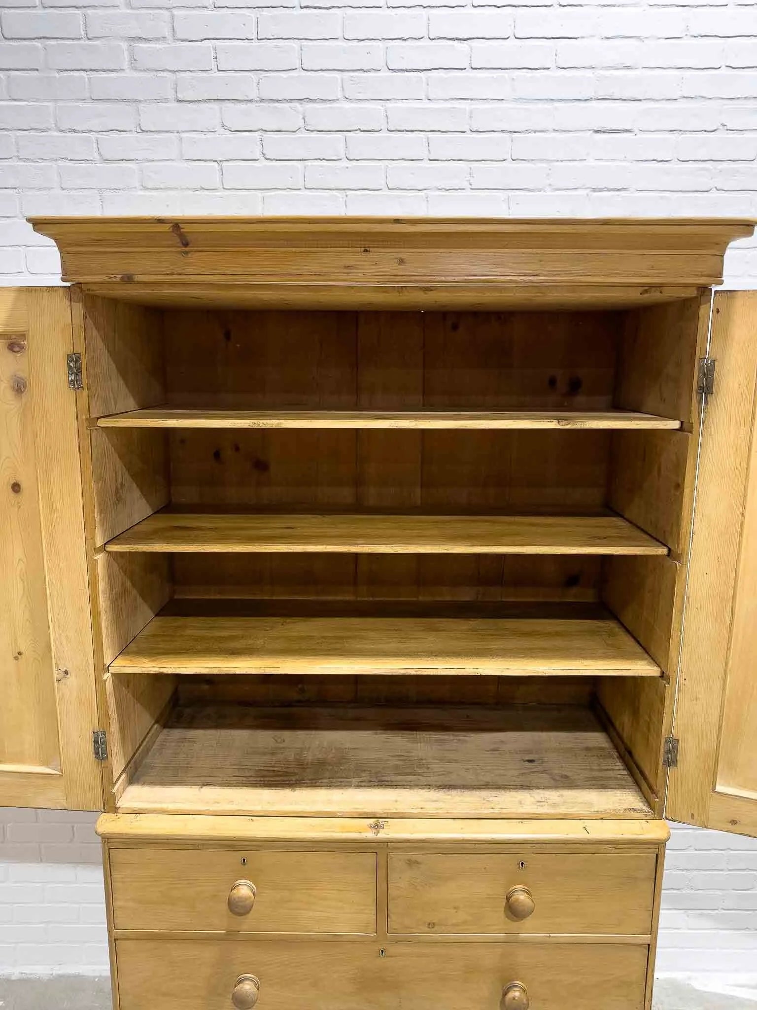 Antique pine linen press