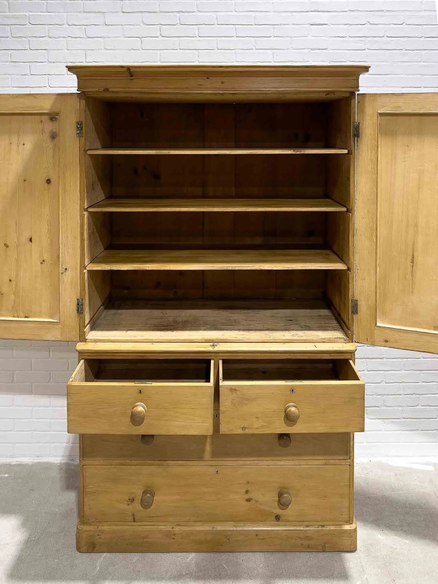 Antique pine linen press